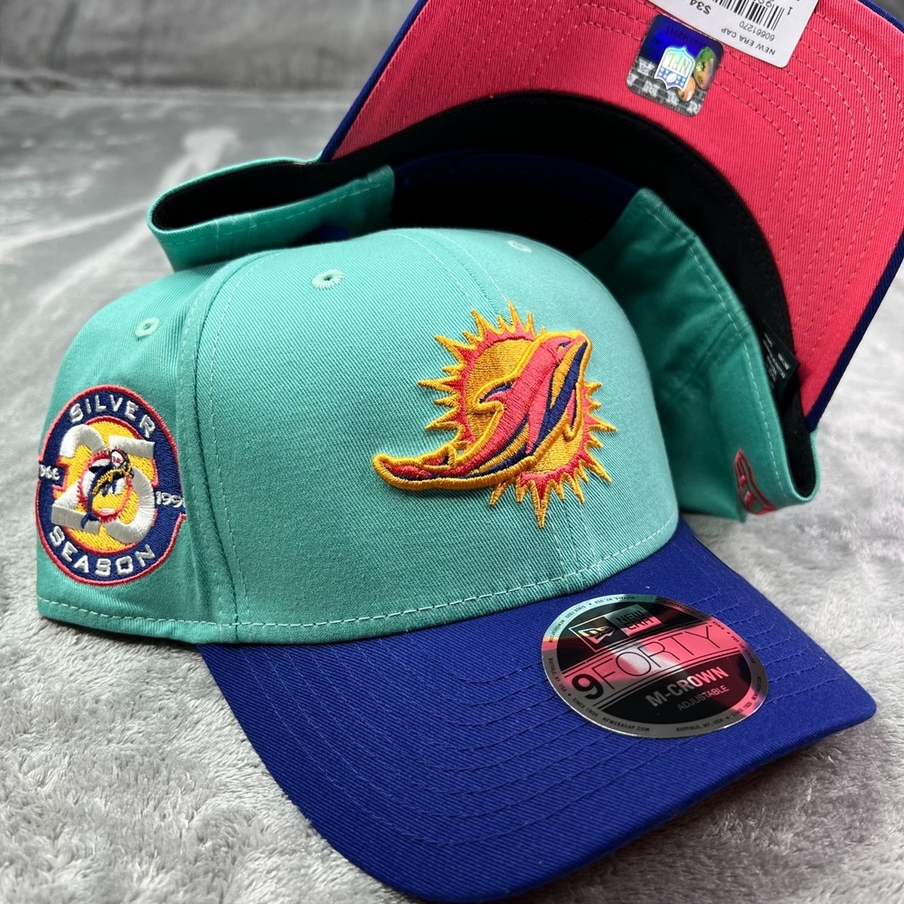New Era Miami Dolphins Clear Mint 25 Silver Season Patch 9Forty M Frame Snapback
